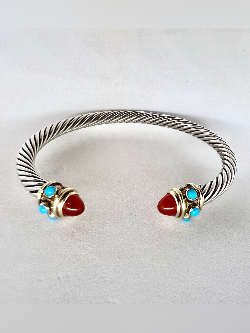 David Yurman Renaissance Bracelet With Carnelian, Turquoise and Gold